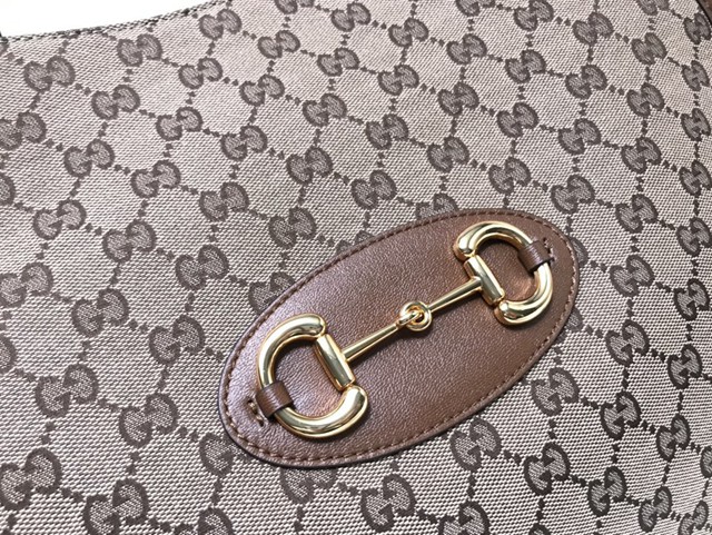 Gucci高仿專櫃女包 623694 古馳GG1955馬銜扣托特包 Gucci手提購物袋  gqy3925